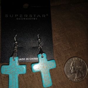 Boutique Turquoise cross earrings